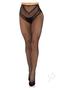 Leg Avenue French Cut Crotchless Fishnet Tights With Heart Backseam And Faux Lace Up Back - O/s - Black